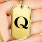 Initial Q v1a - 18k Gold Finished Luxury Dog Tag Necklace