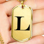 Initial L v1a - 18k Gold Finished Luxury Dog Tag Necklace