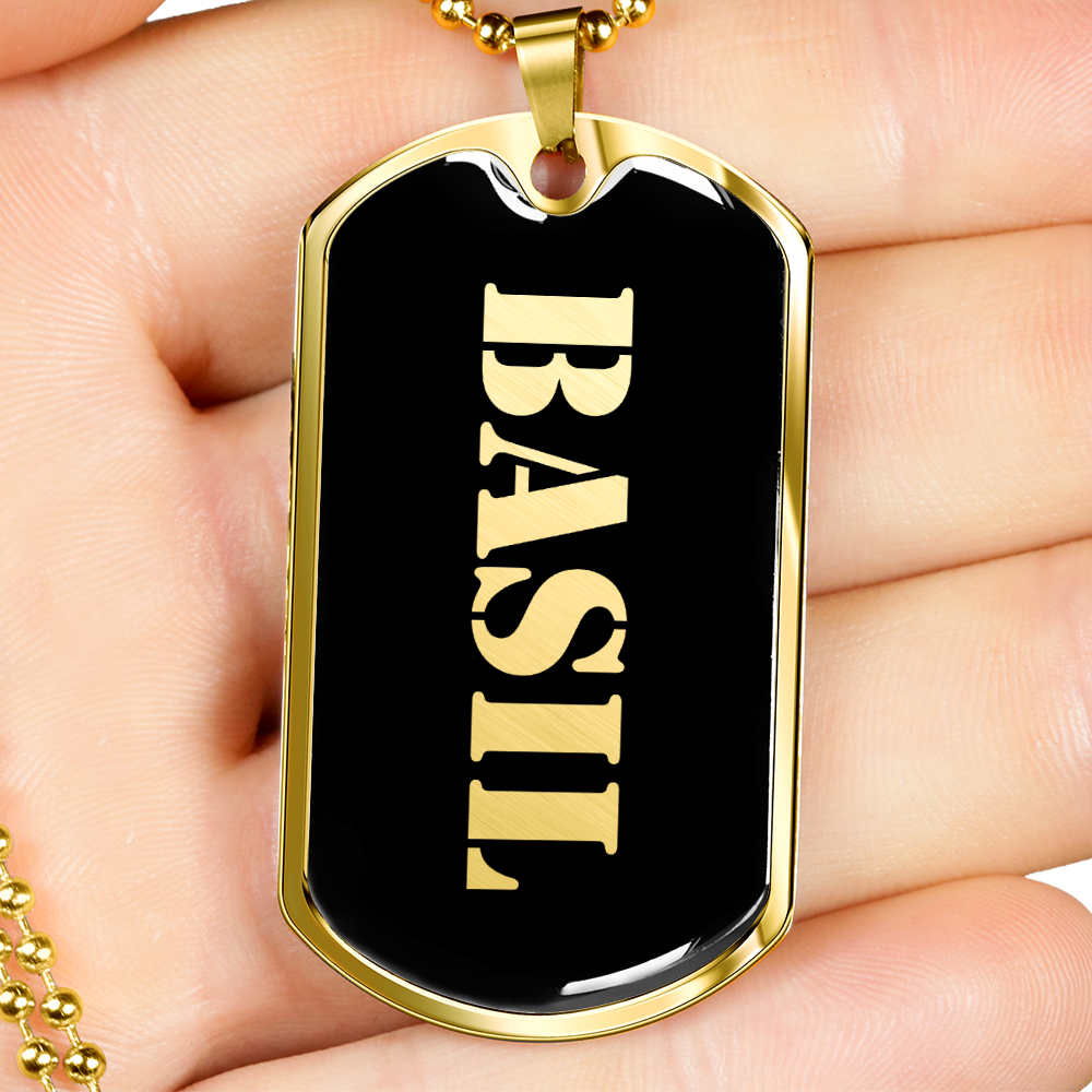 Basil v2 - 18k Gold Finished Luxury Dog Tag Necklace