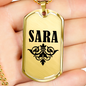 Sara v01a - 18k Gold Finished Luxury Dog Tag Necklace