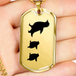 Mama Penguin With 2 Chicks - 18k Gold Finished Luxury Dog Tag Necklace