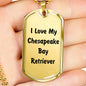 Love My Chesapeake Bay Retriever v4 - 18k Gold Finished Luxury Dog Tag Necklace