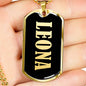 Leona v02 - 18k Gold Finished Luxury Dog Tag Necklace
