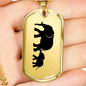 Mama Elephant With 1 Calf - 18k Gold Finished Luxury Dog Tag Necklace