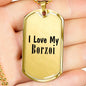 Love My Borzoi - 18k Gold Finished Luxury Dog Tag Necklace