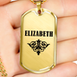 Elizabeth v01a - 18k Gold Finished Luxury Dog Tag Necklace