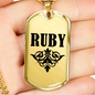 Ruby v01a - 18k Gold Finished Luxury Dog Tag Necklace