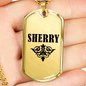 Sherry v01a - 18k Gold Finished Luxury Dog Tag Necklace