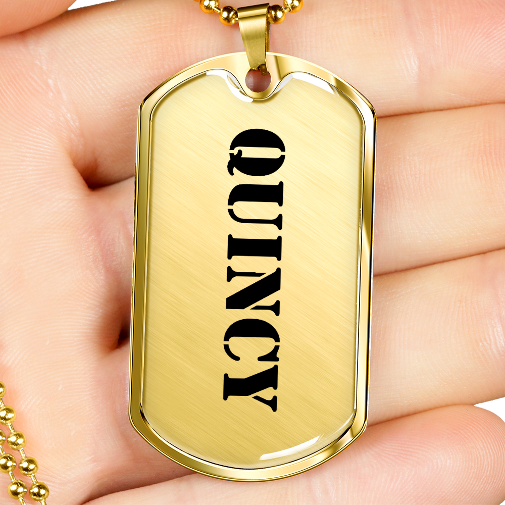 Quincy - 18k Gold Finished Luxury Dog Tag Necklace