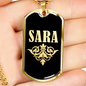 Sara v02a - 18k Gold Finished Luxury Dog Tag Necklace