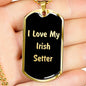 Love My Irish Setter v5 - 18k Gold Finished Luxury Dog Tag Necklace