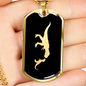 Mama Dinosaur With 1 Hatchling v2 - 18k Gold Finished Luxury Dog Tag Necklace