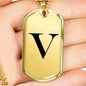 Initial V v1a - 18k Gold Finished Luxury Dog Tag Necklace
