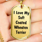 Love My Soft Coated Wheaten Terrier v4 - 18k Gold Finished Luxury Dog Tag Necklace