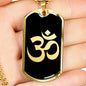 Om Symbol v2 - 18k Gold Finished Luxury Dog Tag Necklace