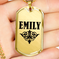 Emily v01a - 18k Gold Finished Luxury Dog Tag Necklace