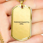 Massachusetts Girl - 18k Gold Finished Luxury Dog Tag Necklace