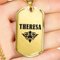 Theresa v01a - 18k Gold Finished Luxury Dog Tag Necklace