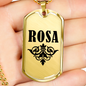 Rosa v01a - 18k Gold Finished Luxury Dog Tag Necklace