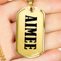 Aimee v01 - 18k Gold Finished Luxury Dog Tag Necklace
