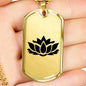Lotus Flower - 18k Gold Finished Luxury Dog Tag Necklace
