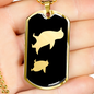 Mama Penguin With 1 Chick v2 - 18k Gold Finished Luxury Dog Tag Necklace