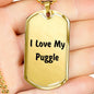 Love My Puggle v4 - 18k Gold Finished Luxury Dog Tag Necklace