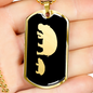 Mama Hippo With 1 Calf v2 - 18k Gold Finished Luxury Dog Tag Necklace