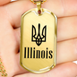 Illinois - 18k Gold Finished Luxury Dog Tag Necklace