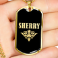 Sherry v02a - 18k Gold Finished Luxury Dog Tag Necklace