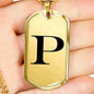 Initial P v1a - 18k Gold Finished Luxury Dog Tag Necklace
