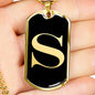 Initial S v2a - 18k Gold Finished Luxury Dog Tag Necklace