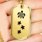 Mama Turtle With 3 Hatchlings - 18k Gold Finished Luxury Dog Tag Necklace