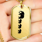 Mama Elephant With 3 Calves - 18k Gold Finished Luxury Dog Tag Necklace
