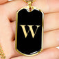 Initial W v2a - 18k Gold Finished Luxury Dog Tag Necklace