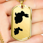 Mama Rabbit With 1 Kitten - 18k Gold Finished Luxury Dog Tag Necklace