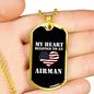 My Heart Belongs To An Airman - 18k Gold Finished Luxury Dog Tag Necklace