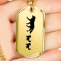 Mama Wolf With 2 Pups - 18k Gold Finished Luxury Dog Tag Necklace