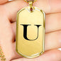 Initial U v1a - 18k Gold Finished Luxury Dog Tag Necklace