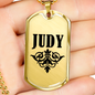 Judy v01a - 18k Gold Finished Luxury Dog Tag Necklace