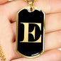 Initial E v2a - 18k Gold Finished Luxury Dog Tag Necklace