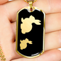 Mama Rabbit With 1 Kitten v2 - 18k Gold Finished Luxury Dog Tag Necklace