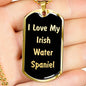 Love My Irish Water Spaniel v5 - 18k Gold Finished Luxury Dog Tag Necklace