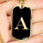 Initial A v2a - 18k Gold Finished Luxury Dog Tag Necklace