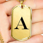 Initial A v1a - 18k Gold Finished Luxury Dog Tag Necklace