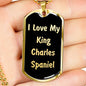 Love My King Charles Spaniel v5 - 18k Gold Finished Luxury Dog Tag Necklace