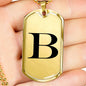 Initial B v1a - 18k Gold Finished Luxury Dog Tag Necklace