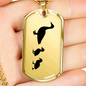 Mama Duck With 2 Ducklings - 18k Gold Finished Luxury Dog Tag Necklace