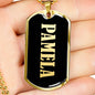 Pamela v02 - 18k Gold Finished Luxury Dog Tag Necklace