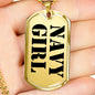 Navy Girl - 18k Gold Finished Luxury Dog Tag Necklace